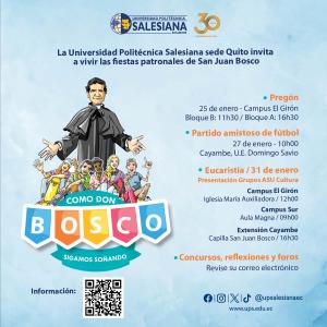 Afiche de las Festividades de Don Bosco - sede Quito